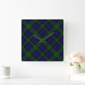 Black Watch Tartan Blue Green Pset Vierkante Klok (Huis)