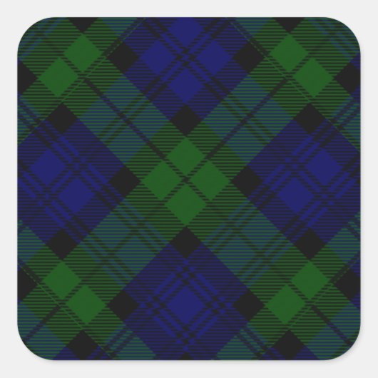 Black Watch Tartan Blue Green Pset Vierkante Sticker (Voorkant)