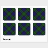 Black Watch Tartan Blue Green Pset Vierkante Sticker (Vel)