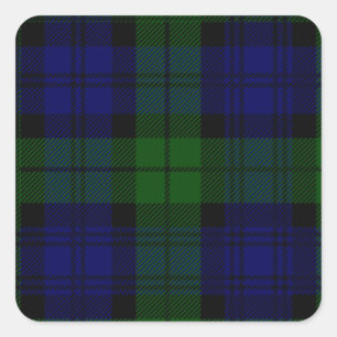 Black Watch Tartan Blue Green Pset Vierkante Sticker