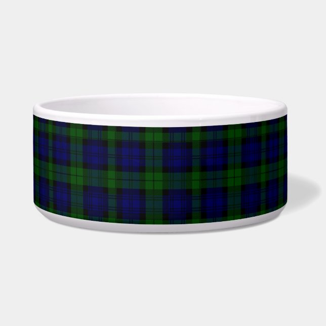 Black Watch Tartan Blue Green Pset Voerbakje (Voorkant)