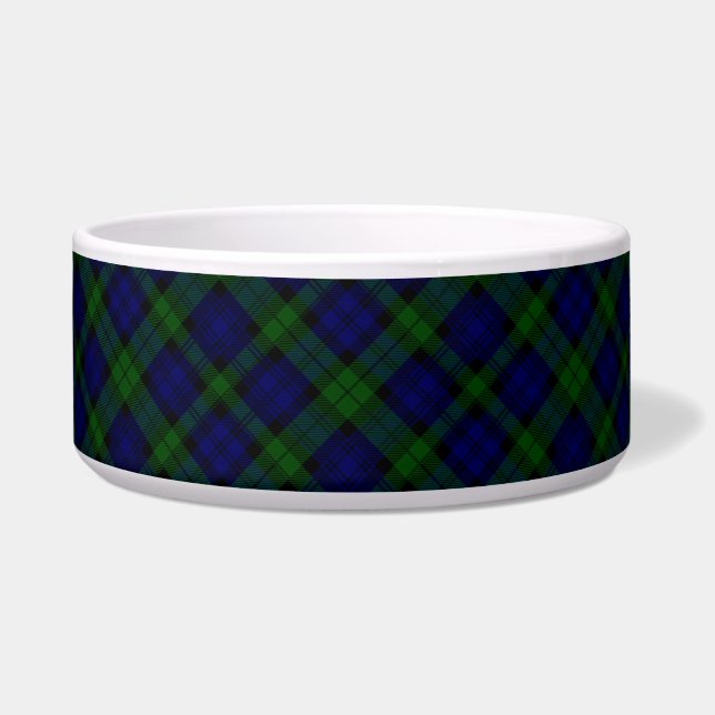Black Watch Tartan Blue Green Pset Voerbakje (Voorkant)