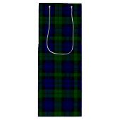 Black Watch Tartan Blue Green Pset Wijn Cadeautas (Voorkant)