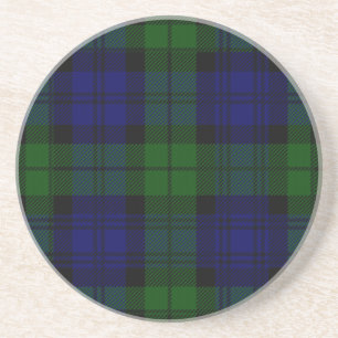Black Watch Tartan Blue Green Pset Zandsteen Onderzetter