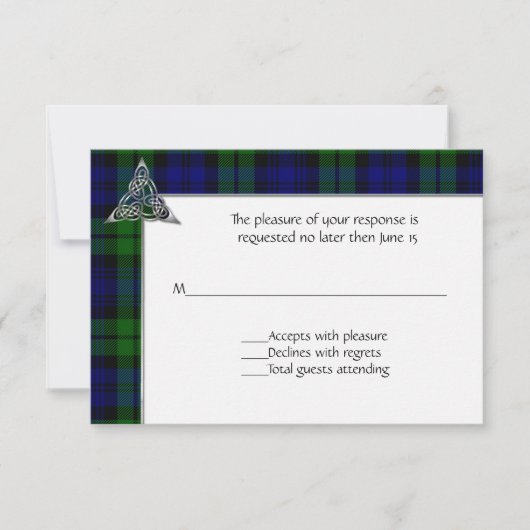 Black Watch Tartan Bond RSVP Kaartje (Voorkant)