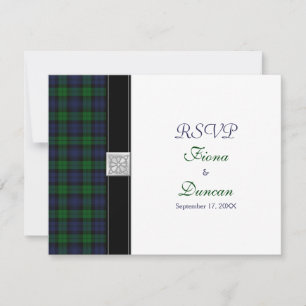 Black Watch Tartan Keltische Antwoordkaart RSVP Kaartje
