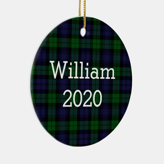 Black Watch Tartan Plaid Personalized Keramisch Ornament (Rechts)