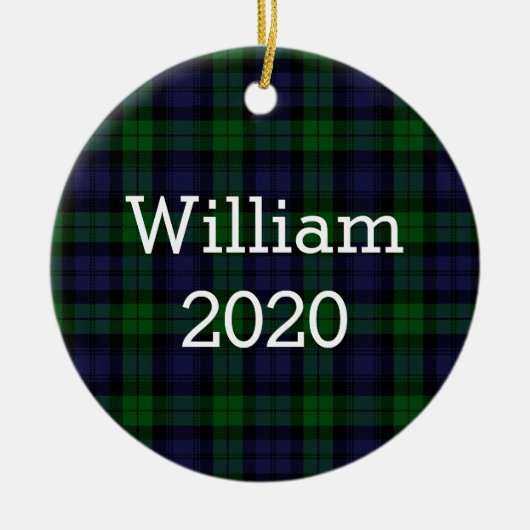 Black Watch Tartan Plaid Personalized Keramisch Ornament (Voorkant)