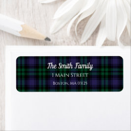 Black Watch Tartan, Plaid Return Address Etiket