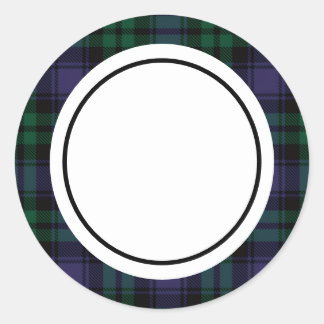 Black Watch Tartan, Plaid Ronde Sticker