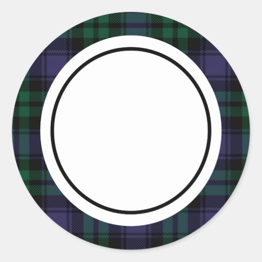 Black Watch Tartan, Plaid Ronde Sticker (Voorkant)
