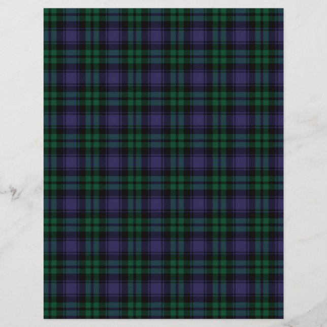 Black Watch Tartan, Plaid Scrapbook Paper (Voorkant)