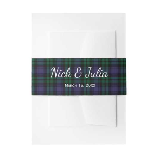 Black Watch Tartan, Plaid Wedding Uitnodigingen Wikkel (Voorkant Voorbeeld)