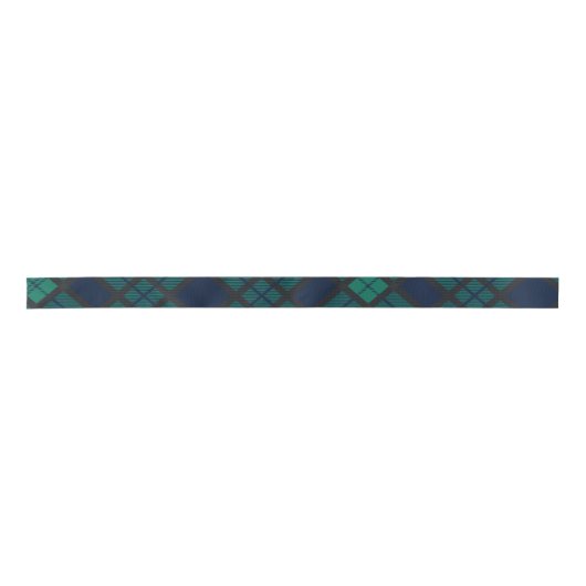 Black Watch Tartan Pset Classic Blue Green Satijnen Lint (Voorkant)