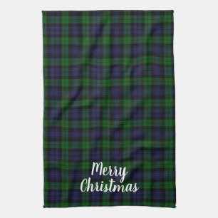 Black Watch Tartan Pset Merry Kerstmis Theedoek
