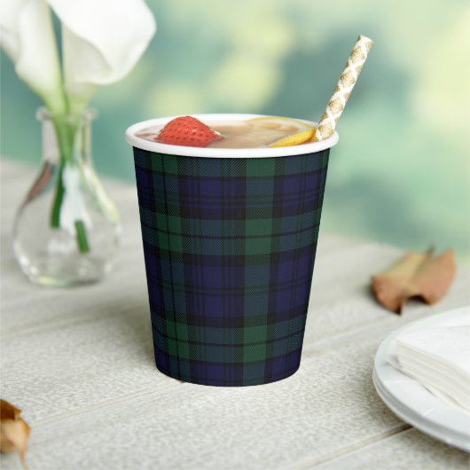 Black Watch Tartan Pset Paper Cups Papieren Bekers (Insitu)