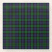 Black Watch Tartan Pset Scottish Pset Pattern Glazen Onderzetter (Voorkant)