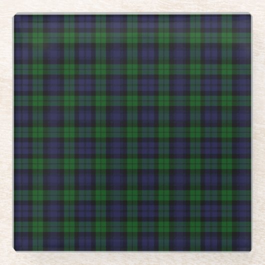 Black Watch Tartan Pset Scottish Pset Pattern Glazen Onderzetter (Voorkant)