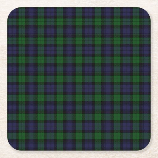 Black Watch Tartan Pset Scottish Pset Pattern Kartonnen Onderzetters (Voorkant)