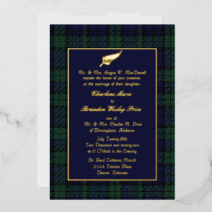 Black Watch Tartan Schotse Huwelijk Folie Uitnodiging