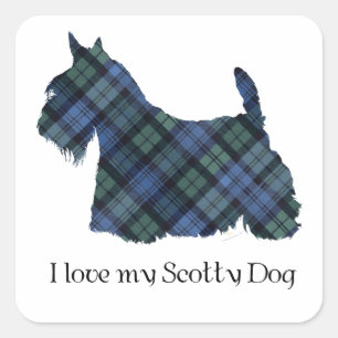 Black Watch Tartan Schotse Terriër Vierkante Sticker