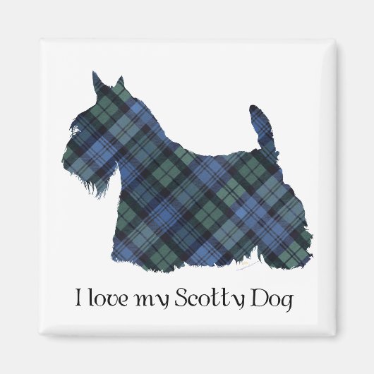 Black Watch Tartan Scottish Terrier Magneet (Voorkant)