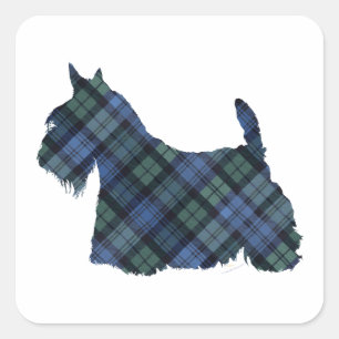 Black Watch Tartan Scottish Terrier Vierkante Sticker