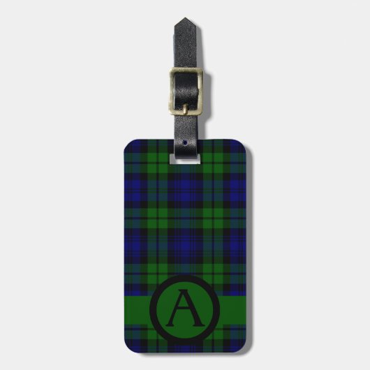 Black Watch Tartan spellen personaliseren Bagagelabel (Voorkant verticaal)