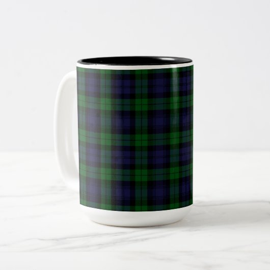 Black Watch Tartan Tweekleurige Koffiemok (Voorkant links)