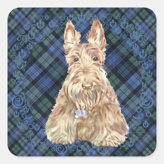 Black Watch Tartan Vierkante Sticker (Voorkant)