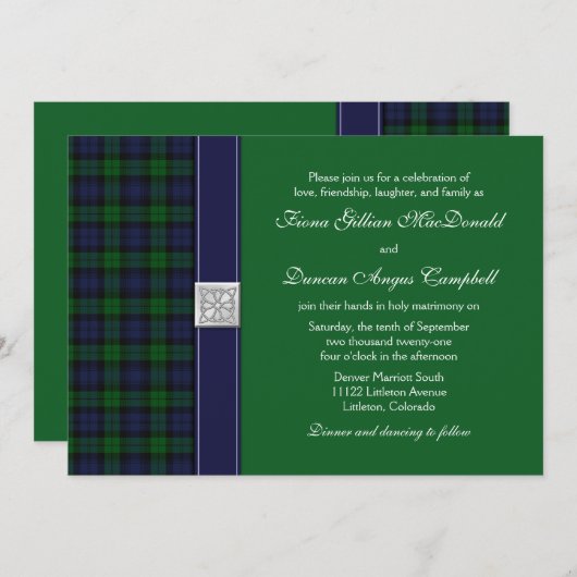 Black Watch Tartan Weddenschap Kaart (Voorkant / Achterkant)