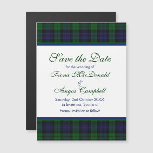 Black Watch Tartan Weddenschap Save the Date Magne Magnetische Uitnodiging