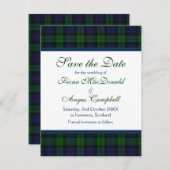 Black Watch Tartan Wedding Save the Date Kaart (Voorkant / Achterkant)