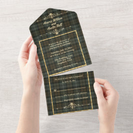 Black Watch Verweerde Originele Schotse Tartan All In One Uitnodiging