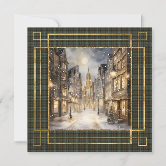 Black Watch Weathered Scottish Tartan Christmas  Feestdagenkaart (Voorkant)