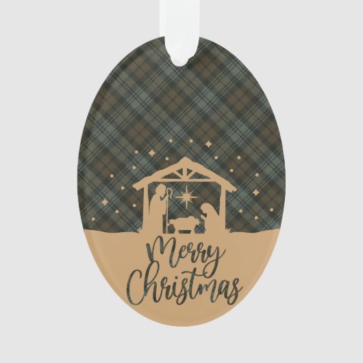 Black Watch Weathered Scottish Tartan Christmas Ornament (voorkant)