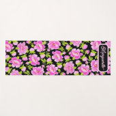 Black Watercolor Peonies Floral Yogamat (Voorkant (horizontaal))