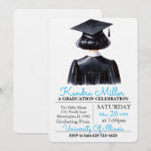 Black Waterverf Afstuderen Invitation Kaart (Voorkant / Achterkant)