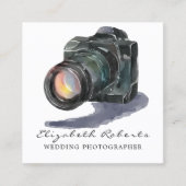 Black Waterverf Camera Gold Weddenprogramma fotogr Vierkante Visitekaartje (Voorkant)