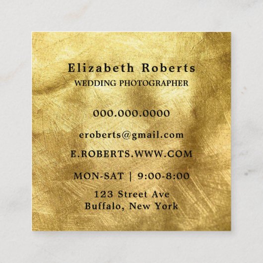 Black Waterverf Camera Gold Weddenprogramma fotogr Vierkante Visitekaartje (Achterkant)