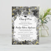 Black Waterverf Gold Splatter Graduter Party Kaart (Staand voorkant)