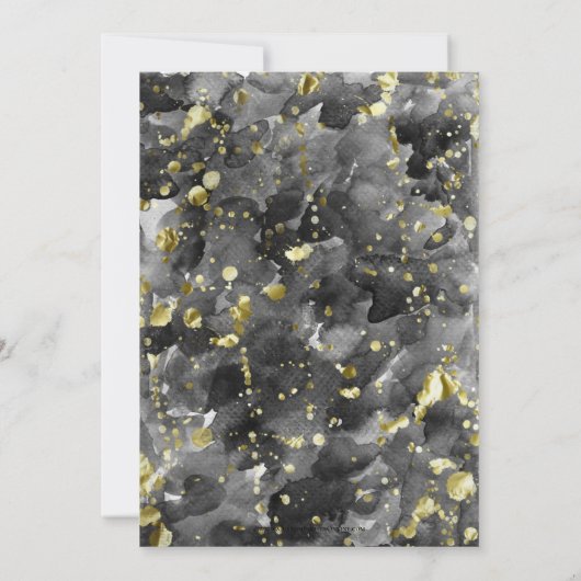 Black Waterverf Gold Splatter Graduter Party Kaart (Achterkant)