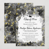 Black Waterverf Gold Splatter Graduter Party Kaart (Voorkant / Achterkant)