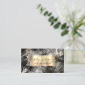 Black Waterverf Gold Veins Visitekaartje (Staand voorkant)