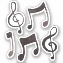 Black Waterverf Ink Music-stickers