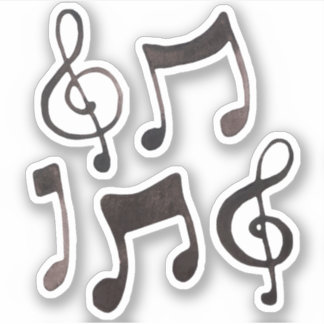 Black Waterverf Ink Music-stickers Sticker