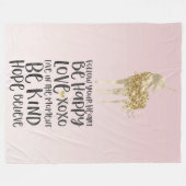 Black Waterverf Inspirerend Gold Unicorn Fleece Deken (Voorkant (Horizontaal))