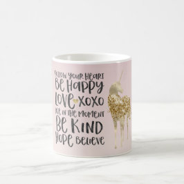 Black Waterverf Inspirerend Gold Unicorn Koffiemok