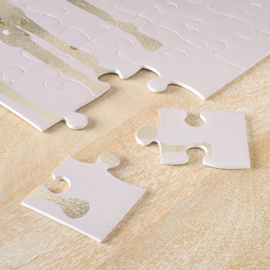 Black Waterverf Inspirerend Gold Unicorn Legpuzzel (Zijkant)