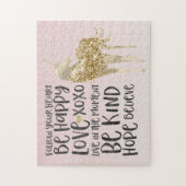 Black Waterverf Inspirerend Gold Unicorn Legpuzzel (Verticaal)